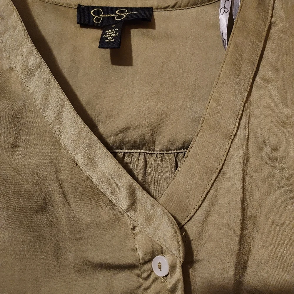 Olive Green Shiloh S Dress Long Sleeve Ruffle Hem Lagenlook Military Neutral